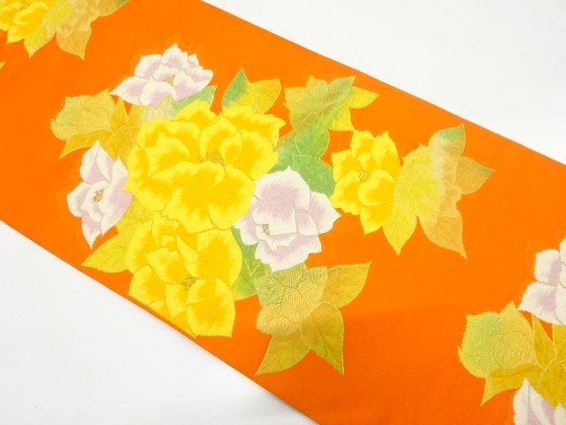 JAPANESE KIMONO / NAGOYA OBI / WOVEN FLOWER 